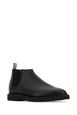 Thom Browne Mens Black Leather Ankle Boots Stivali