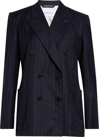 Givenchy Pinstripe Double Breasted Wool Jacket in Dark Navy at Nordstrom, Size 38