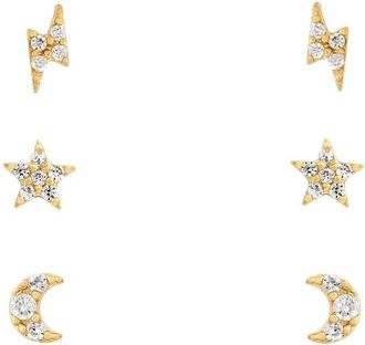Girls Crew Womens Teeny Tiny Galaxy Studs Earring Set In Gold