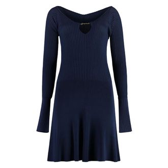 Jacquemus Kleedjes, Dames, Blauw, S, Polyester, V-hals Gebreide Mini Jurk
