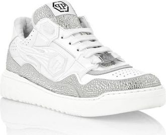 Philipp Plein Mix Leather Lo-Top Sneakers Strass Hexagon Men in White at Nordstrom, Size 45