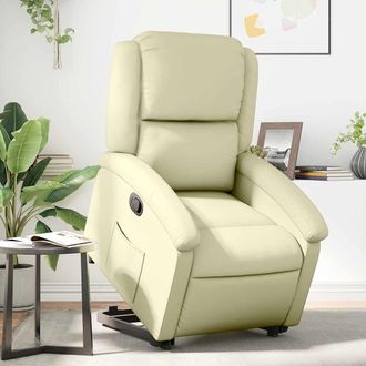 vidaXL Vidaxl - Sill&oacute;n Reclinable Elevable Cuero Aut&eacute;ntico Color Crema
