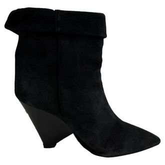 Isabel Marant Isabel Marant Pre-owned Womens Pointed-Toe Ankle Boots in Black Suede - Size EU 38