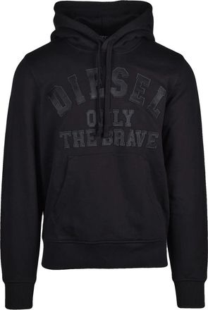 Diesel Pullover Hoodie With Tonal Embossed Detail And Drawstring Hood