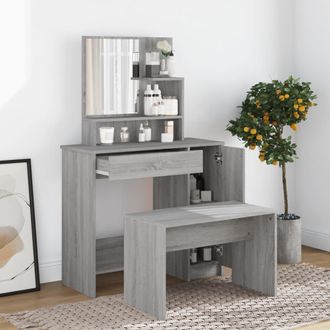 vidaXL Juego De Tocador Color Gris Sonoma 86,5x35x136 Cm Vidaxl