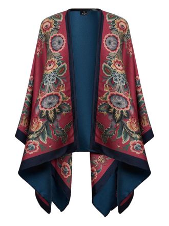 Etro floral-patterned cape - Red