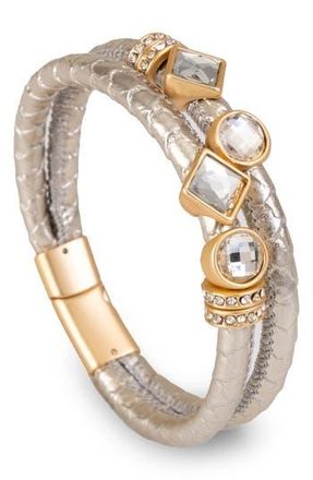 Saachi Glam Accent Faux Leather Bracelet in Silver at Nordstrom Rack