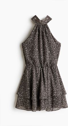 H&M Neckholderkleid aus Chiffon - Grau