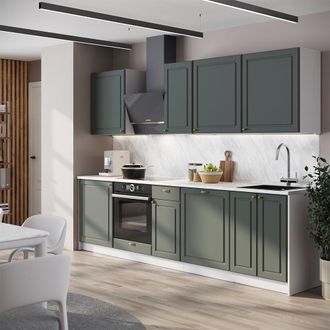 Vicco Mueble De Cocina Fame-line, Verde Dorado Casa De Campo/blanco, 280 Cm, Et Roble, Vicco