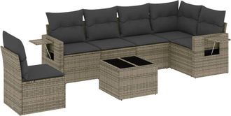 vidaXL Set De Sof&aacute;s De Jard&iacute;n 7 Piezas Con Cojines Rat&aacute;n Pe Gris Vidaxl