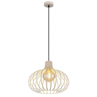Netlighting Mateo Wire Frame Pendant Ceiling Light Creme Coloured Matt 1x E27 in Beige