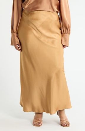Renee C Satin A-Line Skirt in Gold at Nordstrom Rack, Size 3X