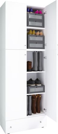 ebuy24 Gabinete De Zapato De Madera Vcm Dimensiones: Al. 200 X An. 70 X T. 39 Cm Armario Multiusos 5 Compartimentos 4 Puertas Giratorias Caj&oacute;n Adicional- Lon