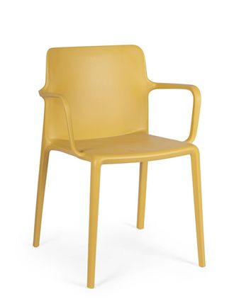 BIZZOTTO Silla de comedor de acero amarillo y polipropileno