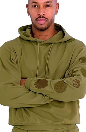 Dai Moda Menswear Patches Hoodie in Army Green at Nordstrom, Size Xxx-Large