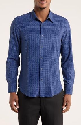 ConStruct Squiggle Print Slim Fit Performance Button-Up Shirt in Navy at Nordstrom Rack, Size Xx-Large