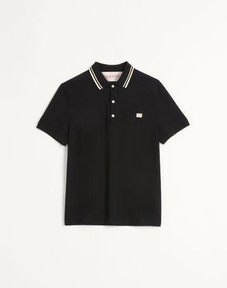 Valentino Cotton Piqu&eacute; Polo Shirt With Vlogo Patch