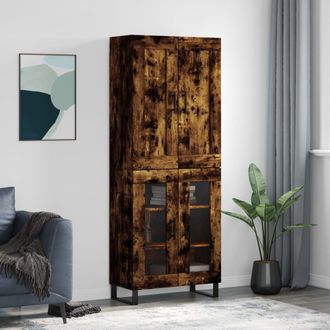 vidaXL Aparador Alto Madera Contrachapada Roble Ahumado 69,5x34x180 Cm Vidaxl