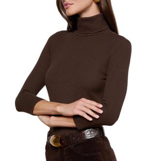 L'agence Aja Turtleneck Top In Coffee Bean