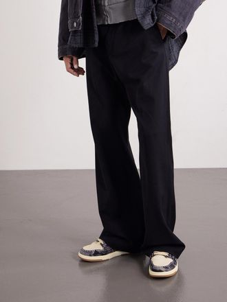 Amiri Skel-Top Suede-Trimmed Studded Appliqu&eacute;d Denim Sneakers