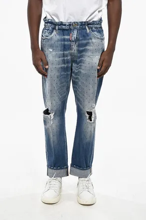 Dsquared2 Jeans BIG BROTHER Effetto Vintage con Borchie All-Over 18cm Dsquared2