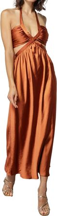 Line & Dot Emma Cut Out Midi Dress In Rust