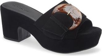 Chocolat Blu Garen Platform Slide Sandal in Black Suede at Nordstrom, Size 8.5