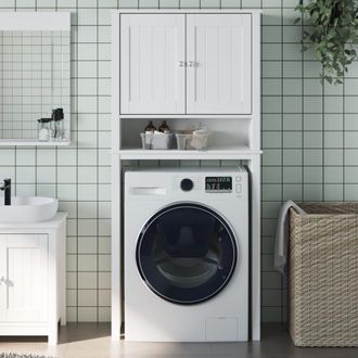 Berkfield Home Washing Machine Cabinet BERG White 76x27x164.5 cm Solid Wood