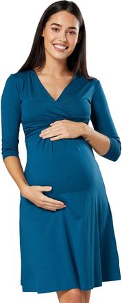 Happy Mama Womens Maternity Casual Dress Knee Length 282p (Bottle Green, UK 16, 2XL)