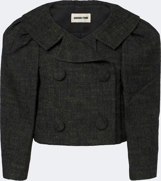 Shushu/Tong Cropped double-breasted tweed jacket