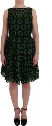 Dolce & Gabbana Green Floral Ricamo A-Line Shift Womens Dress (Pre-Owned)