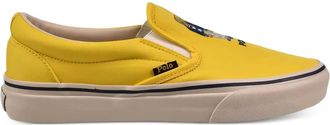 Polo Ralph Lauren Keaton bear-embroidered slip-on shoes - men - Canvas/Canvas/Rubber - 9.5 - Yellow
