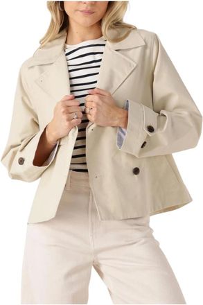 Tommy Jeans Jassen, Dames, Beige, M, Korte Trenchcoat in Beige