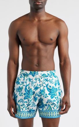 Etro Roma Floral Swim Trunks in Stampa F.do Verde at Nordstrom, Size Xx-Large