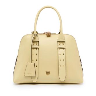 Pinko Escape Bag - Bowling Bag Medium - Dames - Handtassen - Beige - ONE Size - Katoen - Tassen