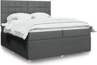 vidaXL Cama Box Spring Con Colch&oacute;n Tela Gris Oscuro 200x200 Cm Vidaxl