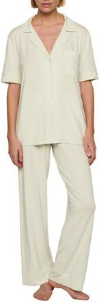 Eberjey Gisele Short Sleeve Pant Pajamas in Seafoam/ivory at Nordstrom, Size X-Small