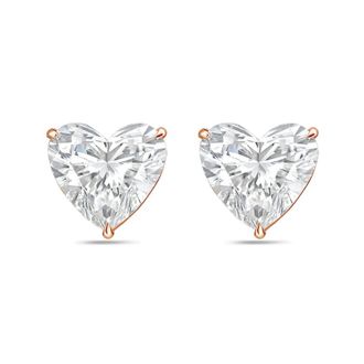 Diana M. Jewels 14Kt Rose Gold 9.00 cts Lab Grown Heart shaped Diamond Studs