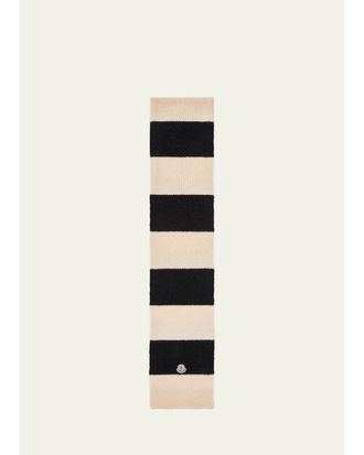 Moncler Mens Wide Stripe Logo Patch Scarf