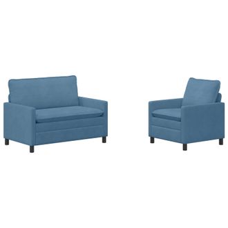 vidaXL Juego De Sof&aacute; 2 Uds. Azul Tela Vidaxl