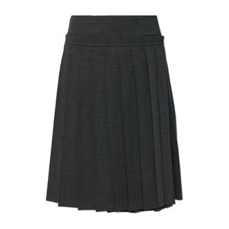 Ami Geplooide wollen midirok - Dames - Rokken - Grijs - Maat: XS Wol