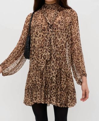 Rixo Anaya Mini Dress In Mila Leopard Brown