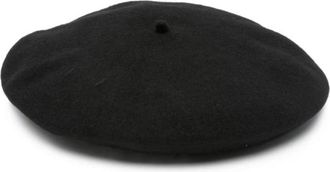 Emporio Armani Accessoires, Dames, Zwart, M, Wol, Zwarte Wol Logo Kristalversierde Hoed