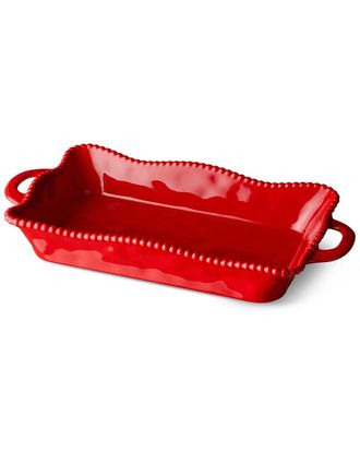 Certified International Perlette Red Large Rectangular Baker