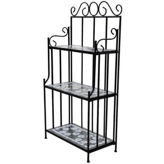 vidaXL Plant Stand Display Black White Mosaic Pattern, 41133