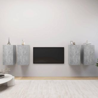 Berkfield Home TV Cabinets 4 pcs Concrete Grey 30.5x30x60 cm Engineered Wood