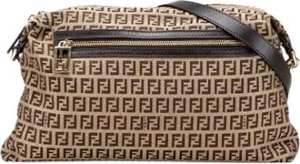 Fendi Pre-owned Cross Body Bags, female, Beige, Size: ONE SIZE Pre-owned Canvas crossbody-bags