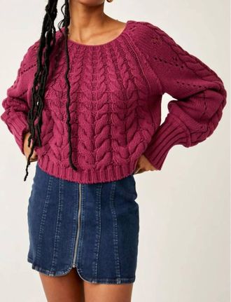 Free People Sandre Pullover Sweater In Burgundy