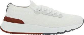 Brunello Cucinelli Katoenen Sneakers met Vetersluiting - Heren - Sneakers - Wit - 45 EU - Katoen - Schoenen