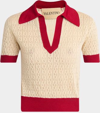 Valentino Garavani Pointelle Linen-Viscose Sweater